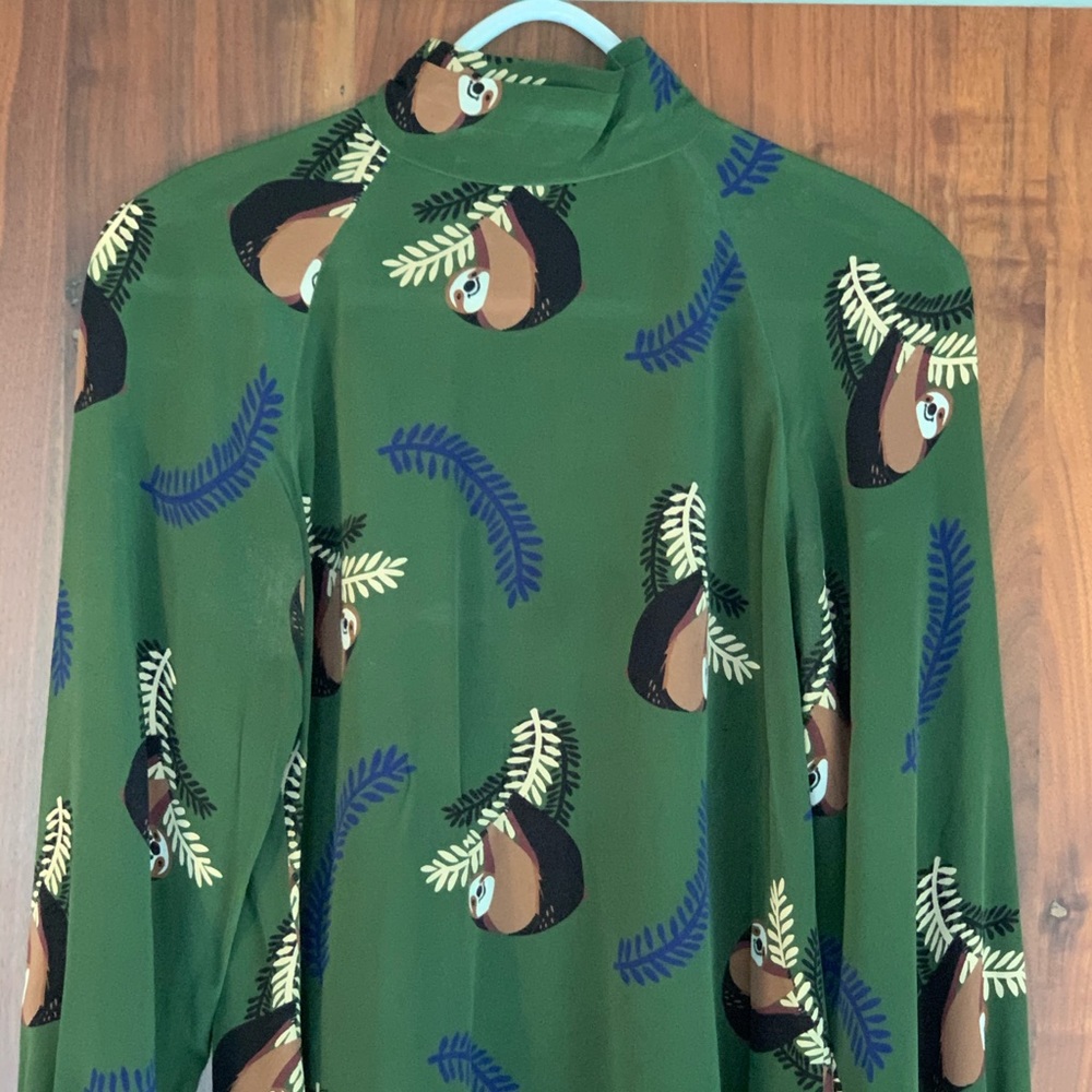 NWOT Tucker Mock Neck Silk Blouse